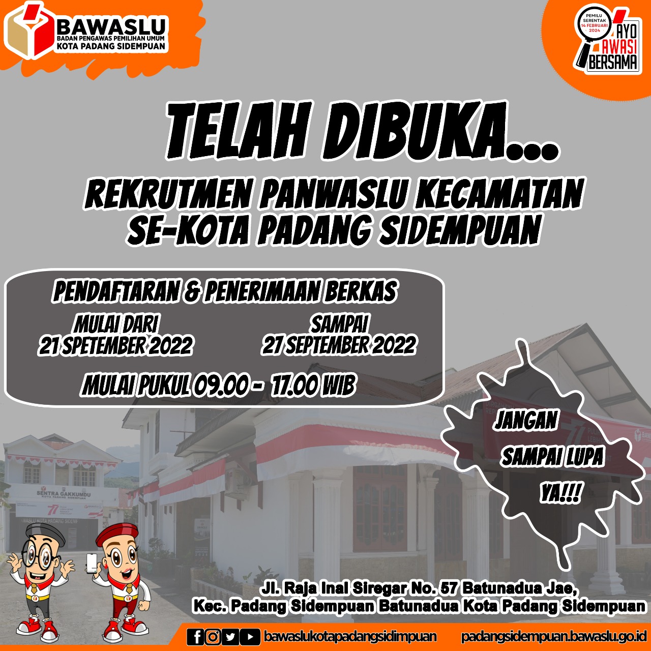 Ayo Buruan Daftar...!!! Pendaftaran Panwaslu Kecamatan telah dibuka