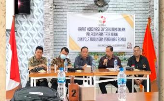 BAWASLU KOTA PADANG SIDEMPUAN HADIRI RAPAT KOORDINASI DIVISI HUKUM DALAM PELAKSANAAN TATA KERJA DAN POLA HUBUNGAN PENGAWAS PEMILU