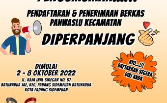 Pendaftaran Panwaslu Kecamatan diperpanjang!!! Yuk. Tunggu apa lagi segera daftarin diri kamu